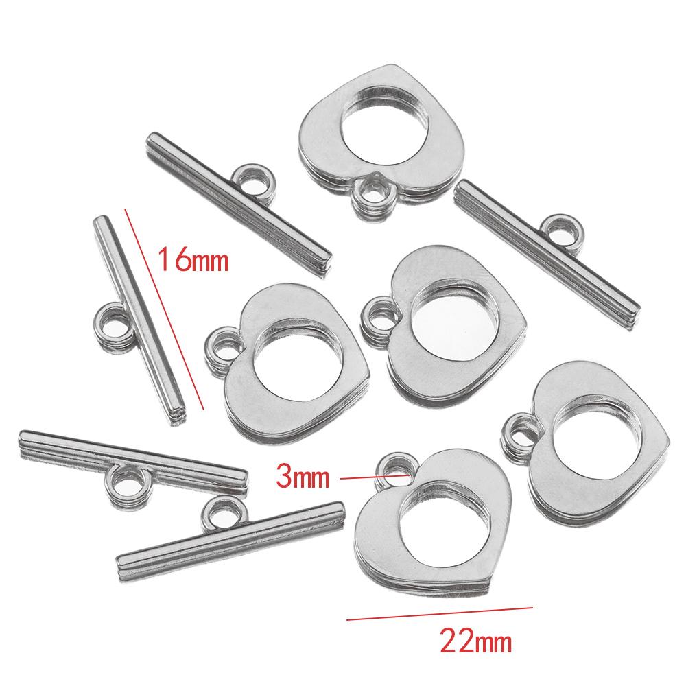 4sets Gold color Stainless Steel OT Toggle Clasps Clasps Love Heart Necklace Bracelet Buckle Connectors for Jewelry Making DIY