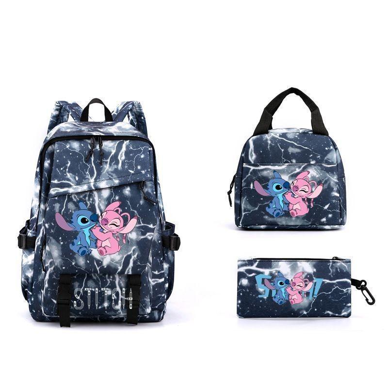 Stitch Student Backpack Lunch Bag And Pen Case Threepiece Set For Use Education