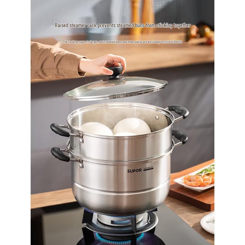 SUPOR 30cm 304 Stainless Steel Steamer & Soup Pot