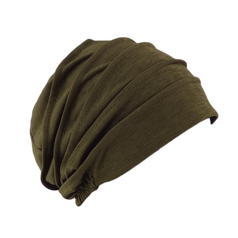 Cross-border Womens Jacquard Monochrome Visor Beanie Chemotherapy Cap Sleep Cap Headscarf Hat TJM-267 One size темно-зеленого