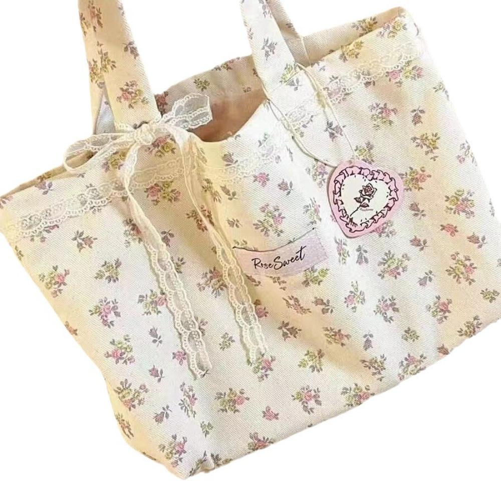 

Summer floral and fresh single-shoulder bag, trendy and fashionable large-capacity handbag, artistic tote bag for girls белый