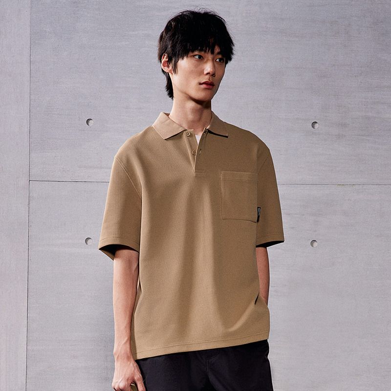 

Hm2025 Летнее Новое Поступление Мужская Одежда Мода Повседневный Повседневный Свободный Дизайн Вафельная Рубашка Поло 1271800 Beige 180/116(XL)
