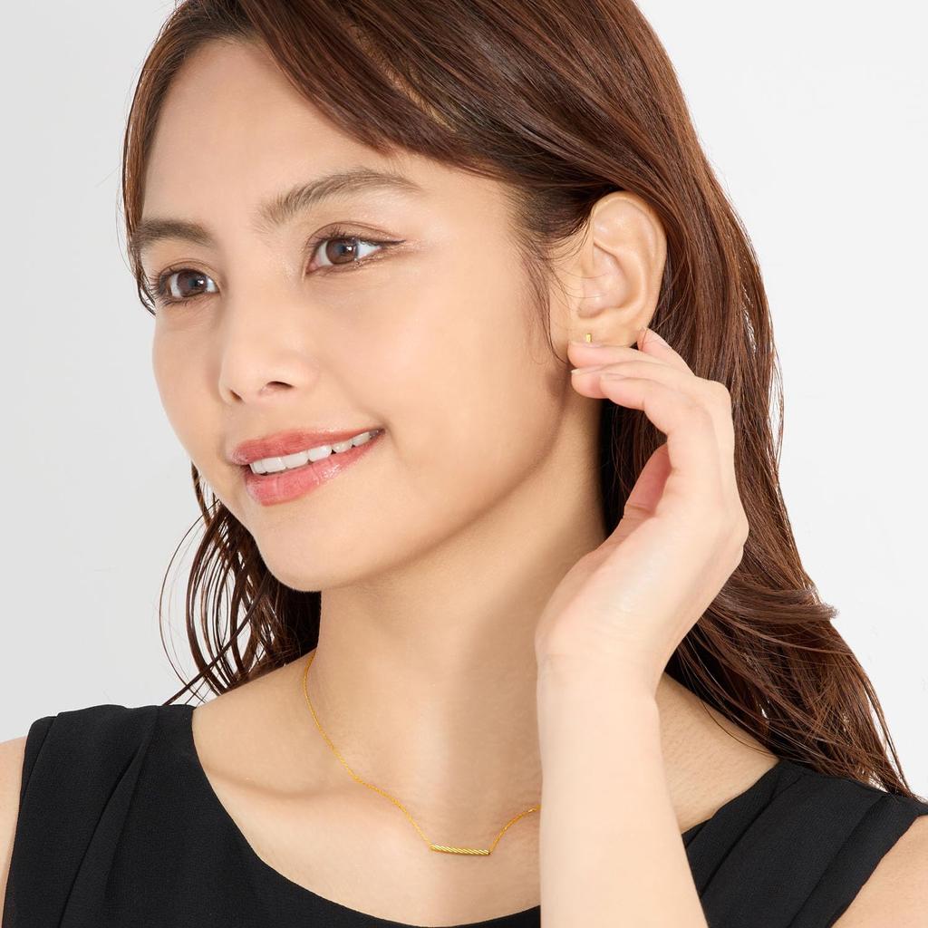 Lala Christie 18K Gold Bar Smile Design Necklace Women's (lp51-0028-yg)