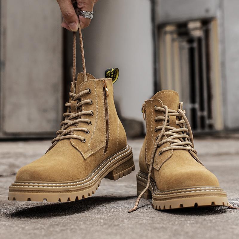 Autumn Winter Shoes for Men Cow Leather Short Boots High Tops Genuine Leather Casual Shoes Plush Work Ankle Boots
