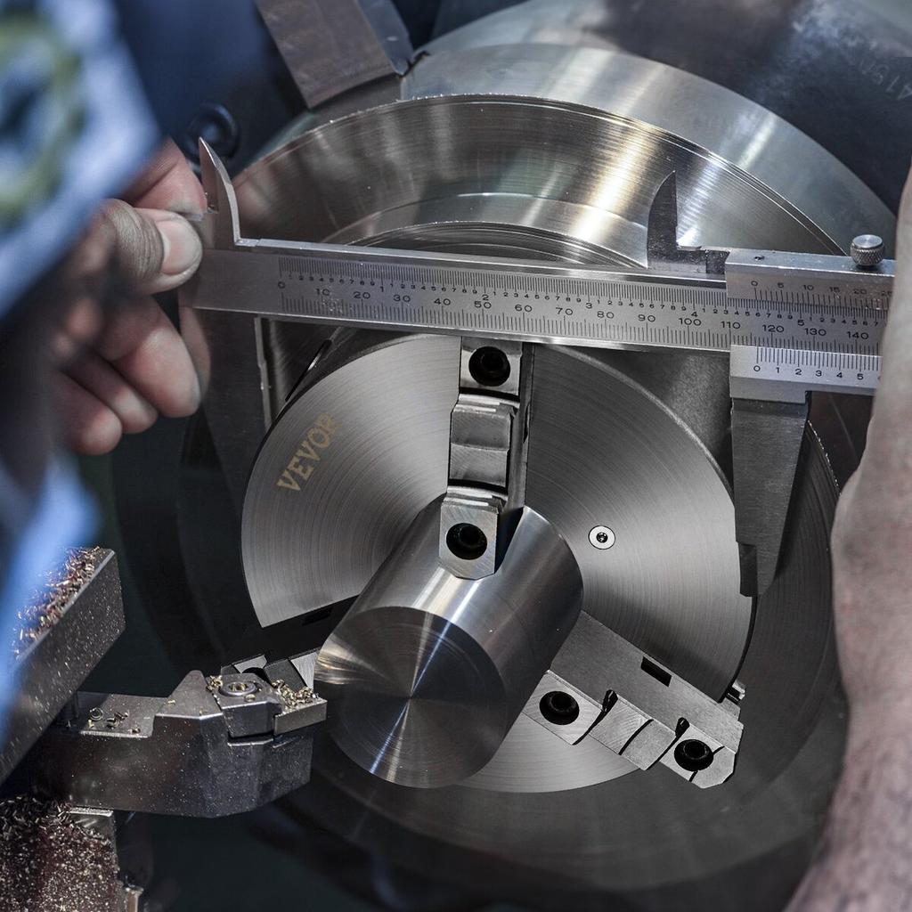 3-Jaw Lathe Chuck, 10'', Self-Centering Lathe Chuck, 0.24-9.84 in/6-250 mm Clamping Range with T-key Fixing Screws Hexagon Wrench, for Lathe 3D