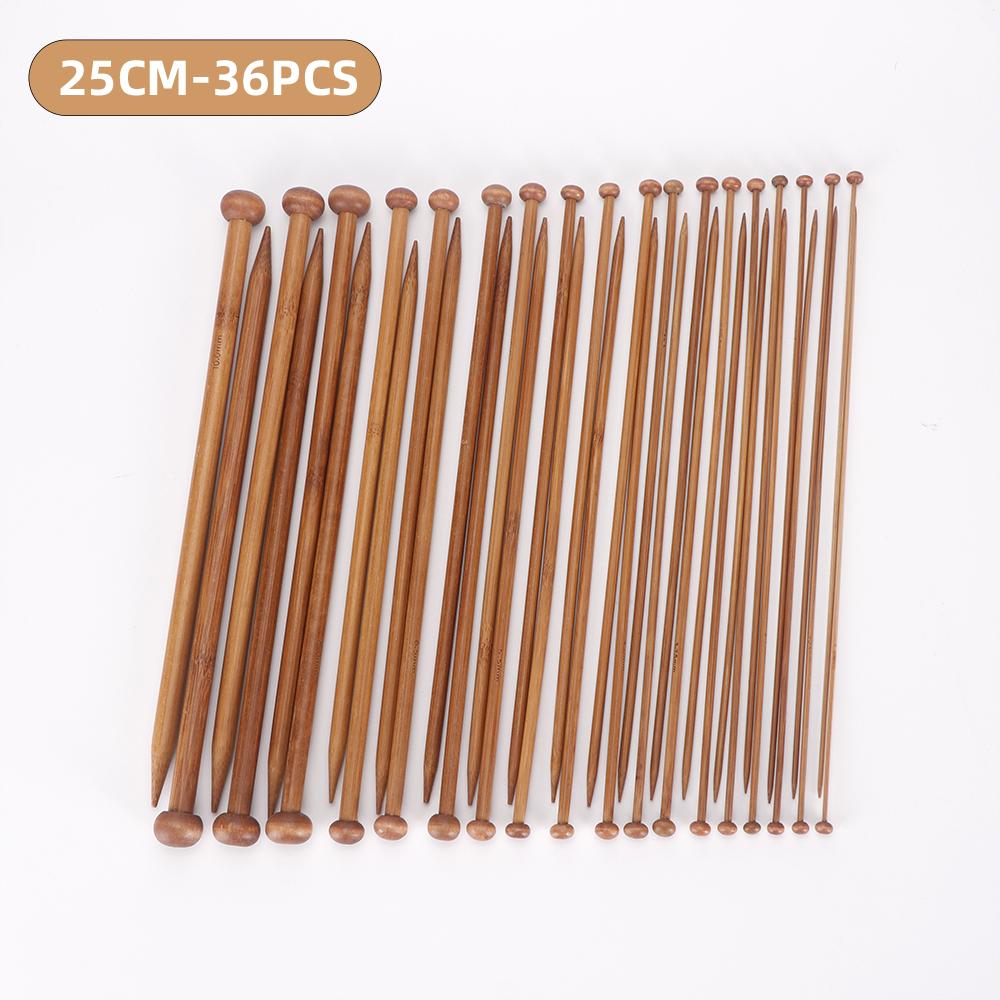 18Pairs Bamboo Knitting Needles Set, Single Pointed Wood Weaving Needles, Sizes 2-10mm, All-Season Sweaters & Blankets Craft Kit