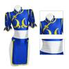 Chun Li Cosplay Costume Gioco SF Chunli Gioco di Ruolo Blu Qipao Vestito Set Completo Jackie Kung fu Halloween Party Suit Per Divertimento