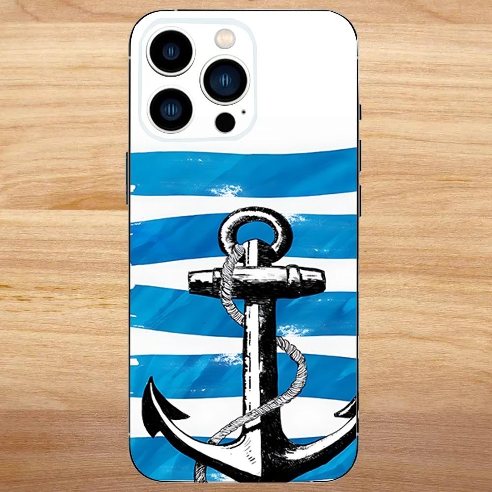 Anchor Sailing Phone Case For iPhone 16,15,14,13,12,11,Mini,Pro,SE,MAX White Matte Shockproof Cover