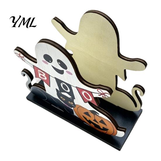 Halloween Soft Furnishings for Home Ghost Wooden Napkin Holder, Cute Paper Towel Decorative Stable Solid Wood Rack Stand, Freestanding Tissue