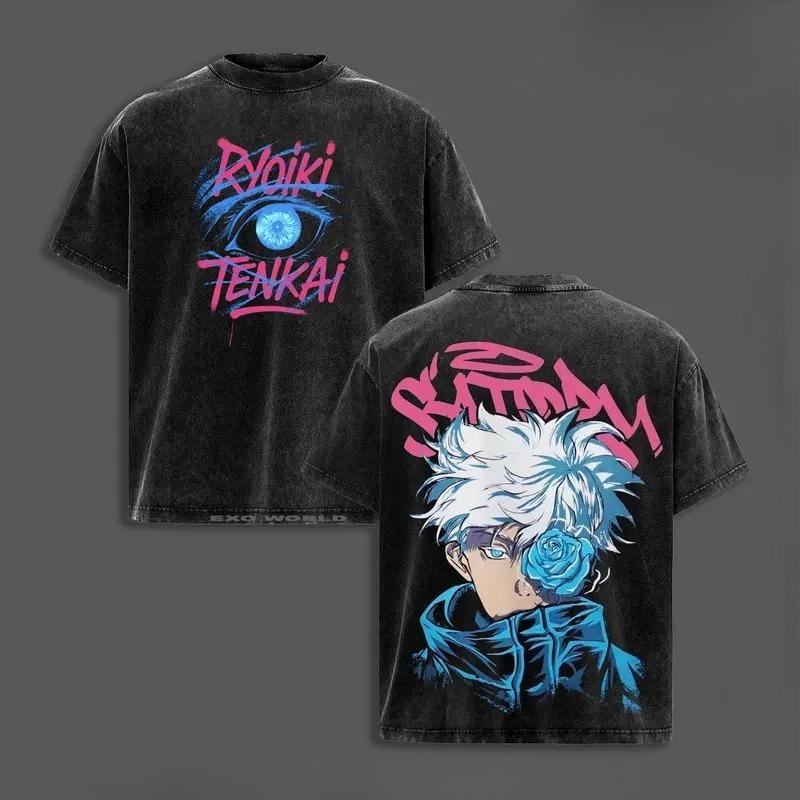 

Jujutsu Kaisen Zenin Maki Printed Tee Men Women Retro Washed T-shirts Cotton T Shirt Casual Loose Clothing Harajuku Male Tshirt S