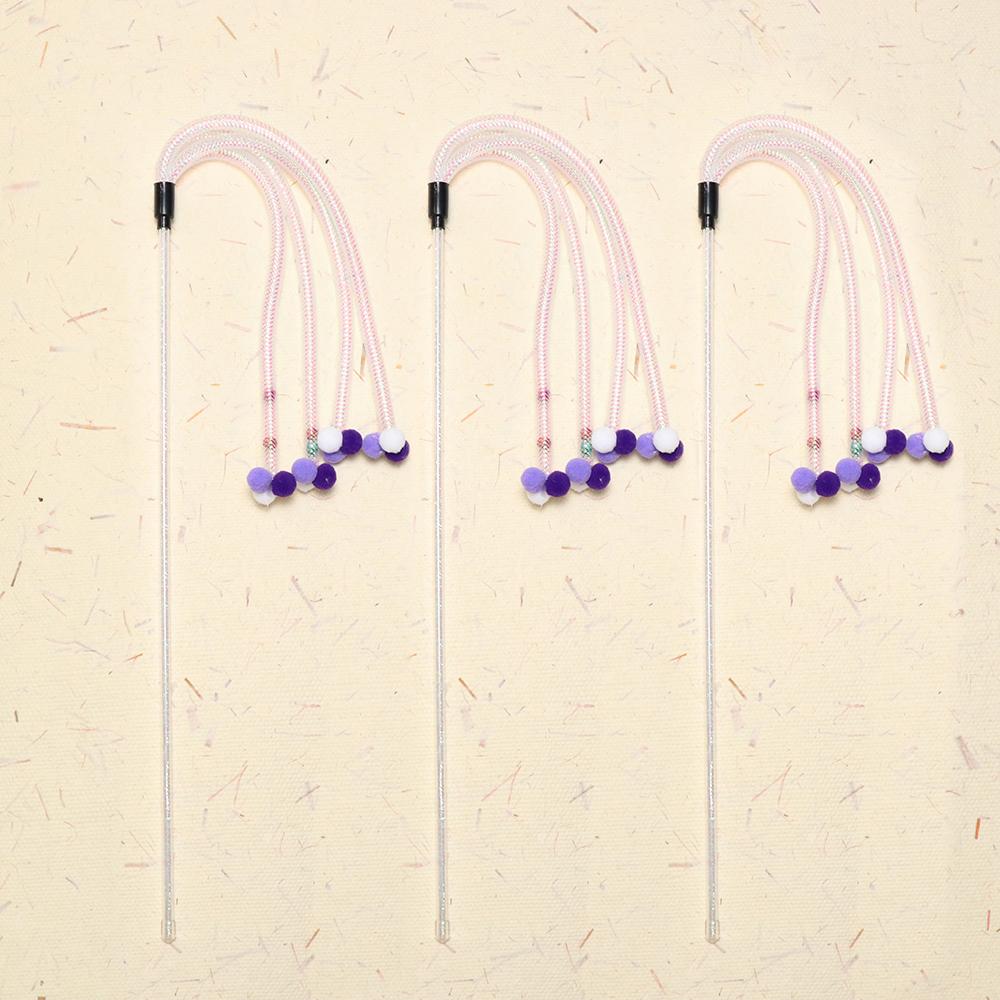 

3pcs Elastic Mesh Cat Stick Wool Ball Tassel Cat Toys Interactive Colored Ball Cats Toy with Bell Kitten Teaser Pet Toys