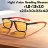 Ultra Light Sports Night Vision Reading Glasses Unisex High-definition Anti Blue Light Night Time Brightening Presbyopia Glasses