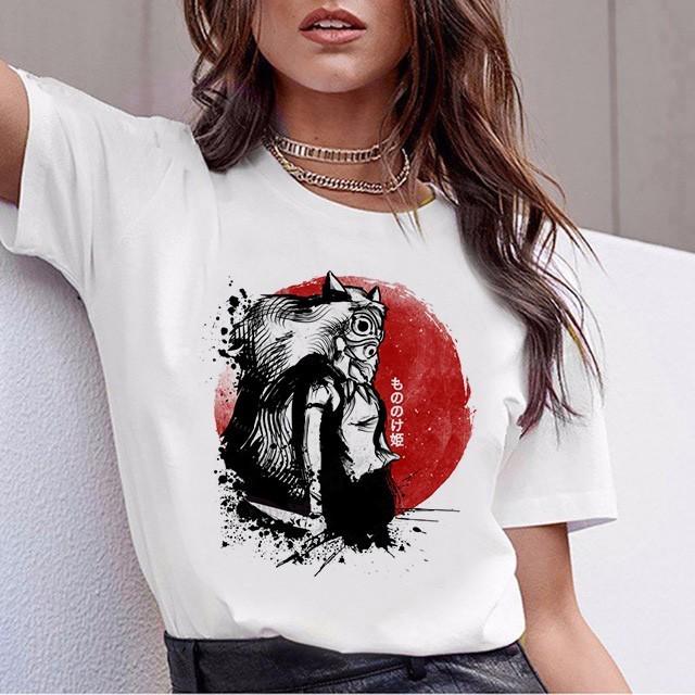 Anime Totoro T Shirt Women Top Tee Shirts Spirited Away T-Shirt Tshirt Korean Style Kawaii 90S Graphic Harajuku Female Ulzzang