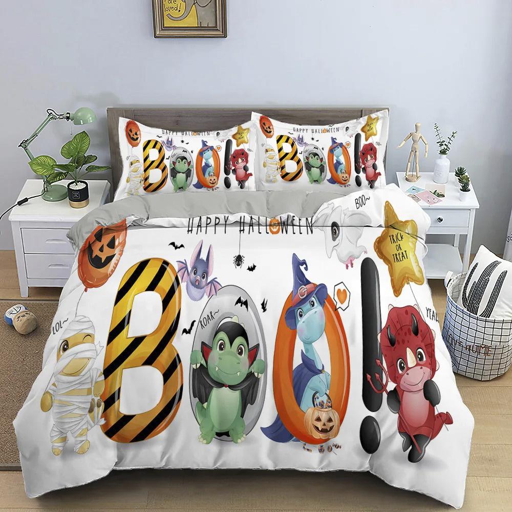 Cute Dinosaur Duvet Cover Kids 3D Cartoon Animal Bedding Set Full/Queen Microfiber Quilt Cover For Boy Girl Child Bedroom Decor