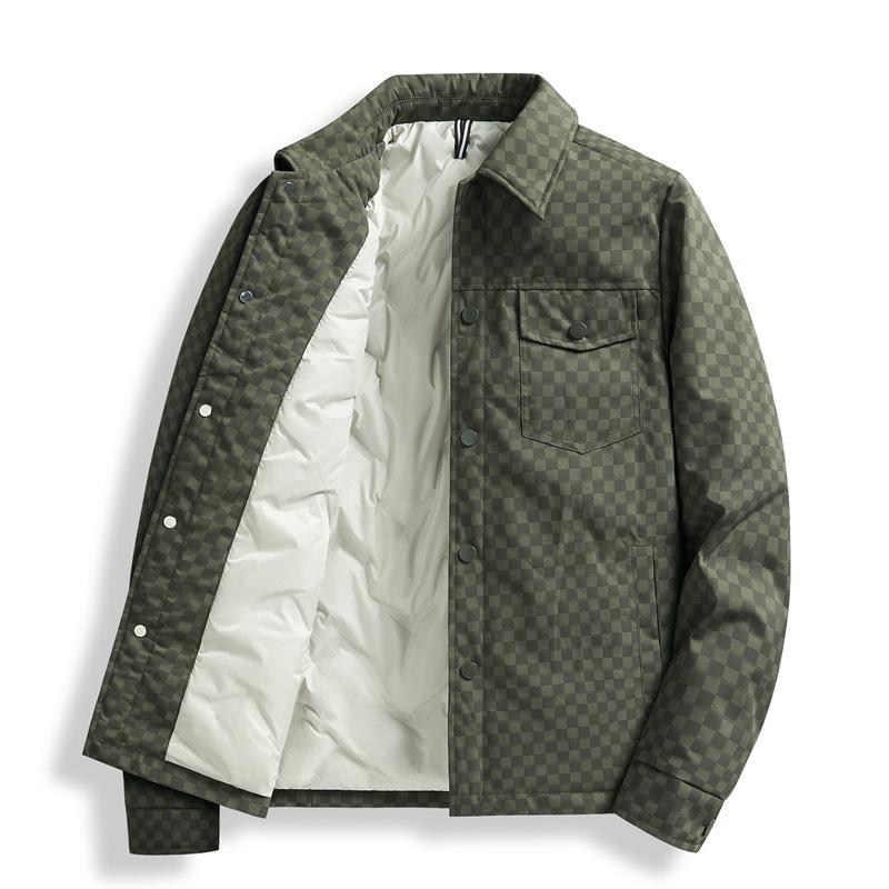 

Down jacket men s winter new casual lapel loose cold warm gray duck down 50 down jacket 4XL