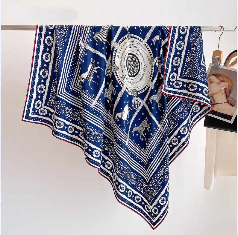 New silk wool square scarf women's versatile fashion autumn and winter warm silk silk scarf shawl silk wool square scarf