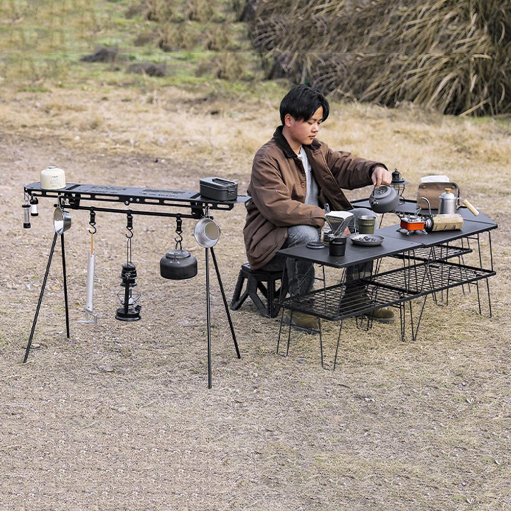 Foldable Camping Tripod Top Plate High Strength Bending Camping Hanging Rack Top Plate with Hanging Hole for BBQ Picnic Hiking