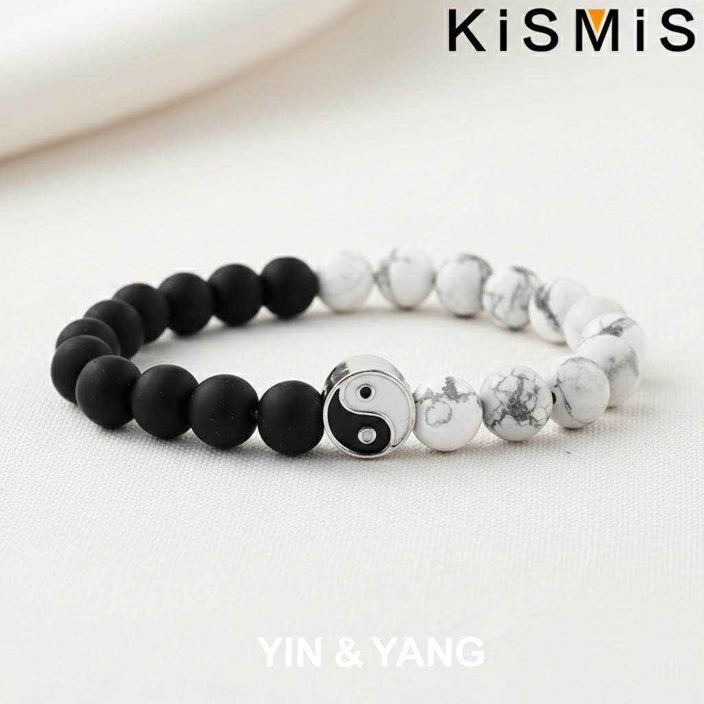 Neues Naturstein Yin Yang Perlenarmband Klassisches verstellbares Armband für Männer Frauen Best Friend Geschenk
