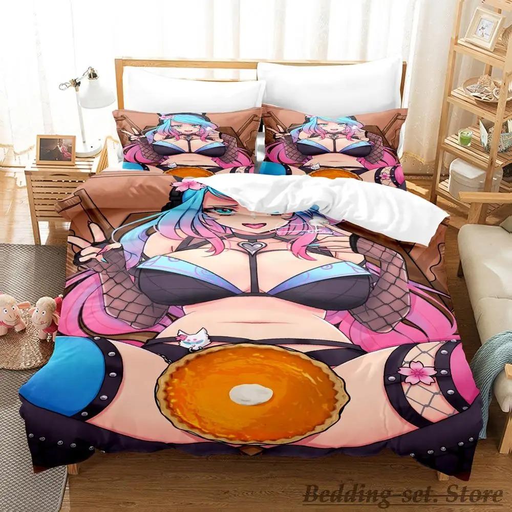 Sexy Girls Silvervale VTuber Bettwäsche-Set Einzelbett Twin Full Queen King Size Bettset Erwachsener Kind Schlafzimmer Bettdeckenbezug-Sets Anime