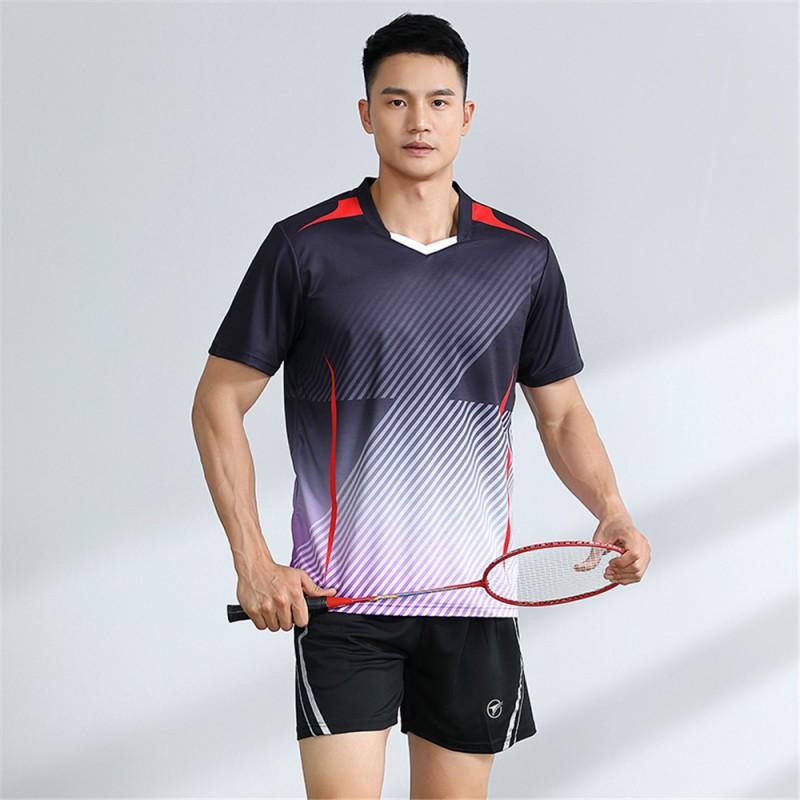 Unisex Badminton Sport Set Short Sleeve Top Shorts Men Women Kids Athletic Wear
