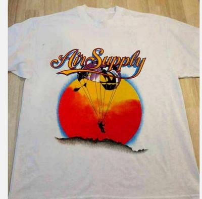 Vtg Zespół Air Supply Prezent Dla Fanów Ciężka Bawełna Biała Wszystkie Rozmiary Koszulka Unisex