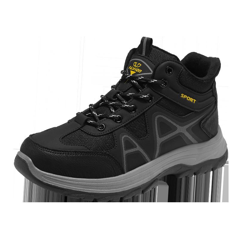 Autumn and winter new outdoor sports shoes large size rubber sole high top wear-resistant mountaineering casual warm velvet shoes