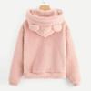 Women Cozy Fleece Pullover Hoodie Long Sleeve Plush Sweatshirt Warm Bear Ear Teddy Hooded