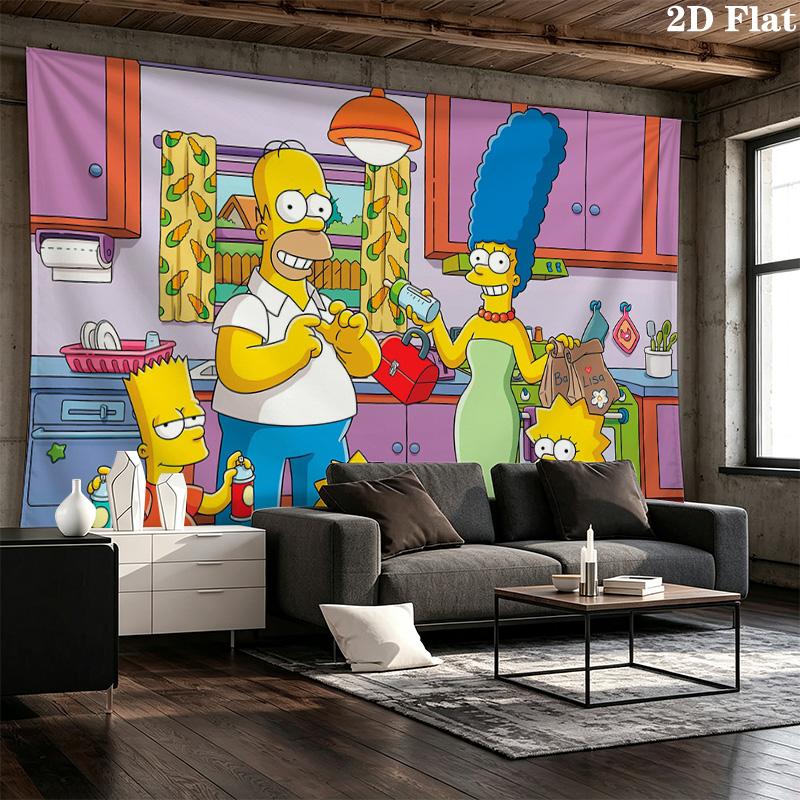 The Simpsons Wall Tapestry Aesthetic Wall Hanging Printed Fabric Blanket Decorative Tapestries for Bedroom Living Room Home Decor