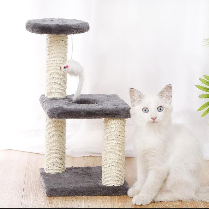 3-Layers Cats Toys Scratching Post Sisal Rope Three Pillars For Kitten Grind Claw Cat Climbing Frame Posts Pet Furniture