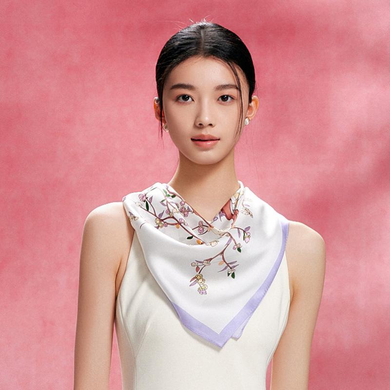 65cm Mulberry Silk Women's Professional Scarf - Digital Print, High-Grade Square Gift Scarf