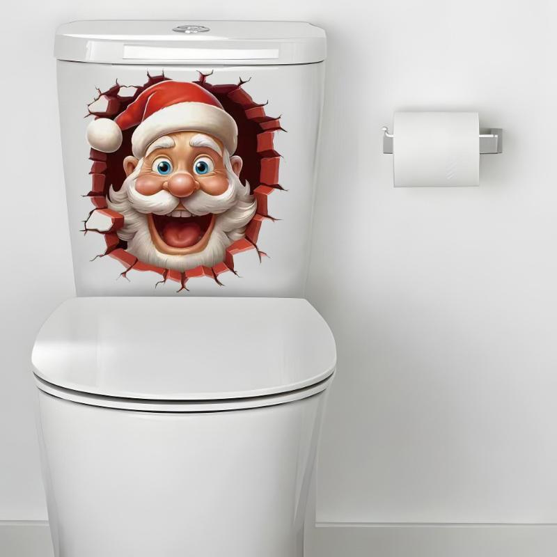 Christmas Snowman Toilet Sticker Merry Christmas Party Decoration Xmas Home Bathroom Decor Navidad Natal