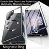 Case for Samsung Galaxy S21 S22 S23 Ultra,with Double Sided Magnetic Tempered Glass cases,Magsafe,Magnetic Adsorption Metal Bumper Cover