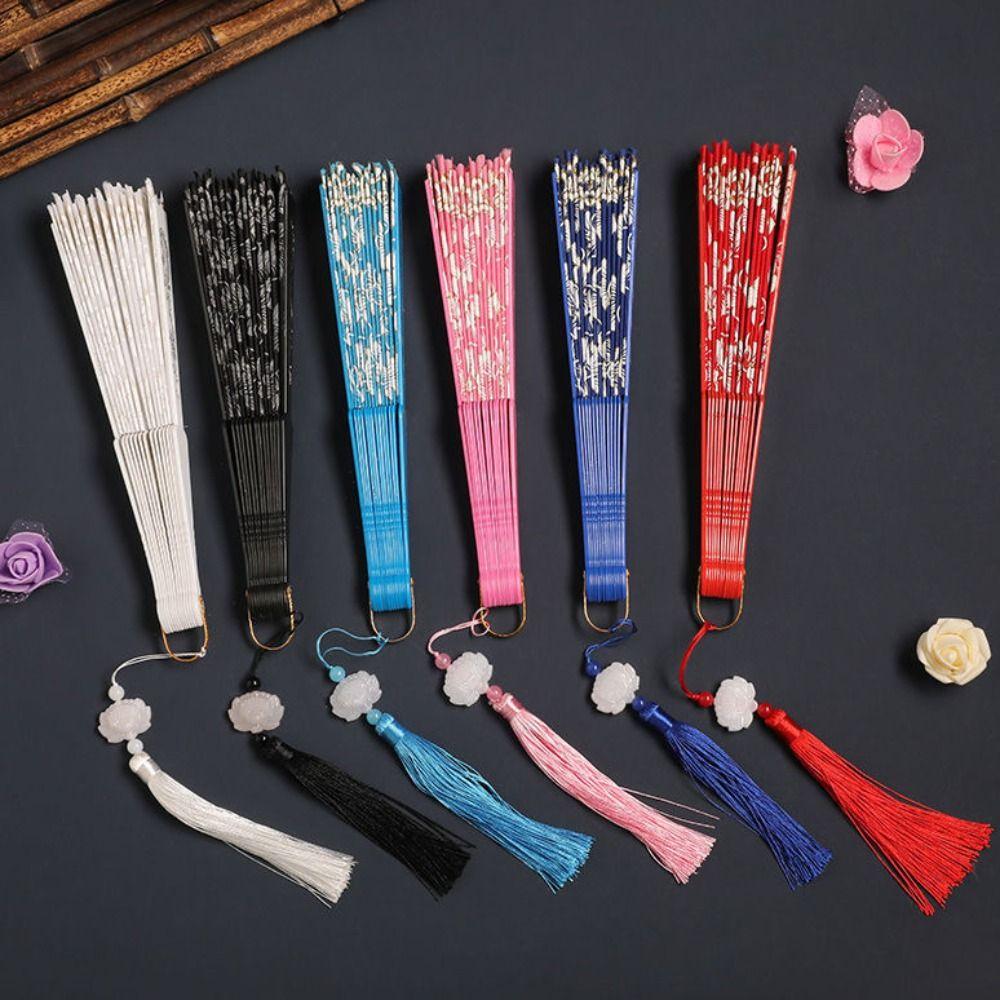 Gold Powder Craft Chinese Flower Folding Fan Small Fan Lace Decorated Fan Dance Fan