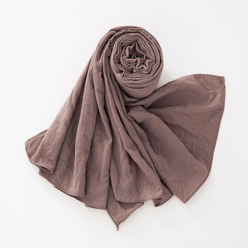 New Breathable Crumpled Scarf For Women Girls Solid Scarves Soft Cotton Wrinkle Pashmina Shawl Foulard Winter Warm Wrap Shawls