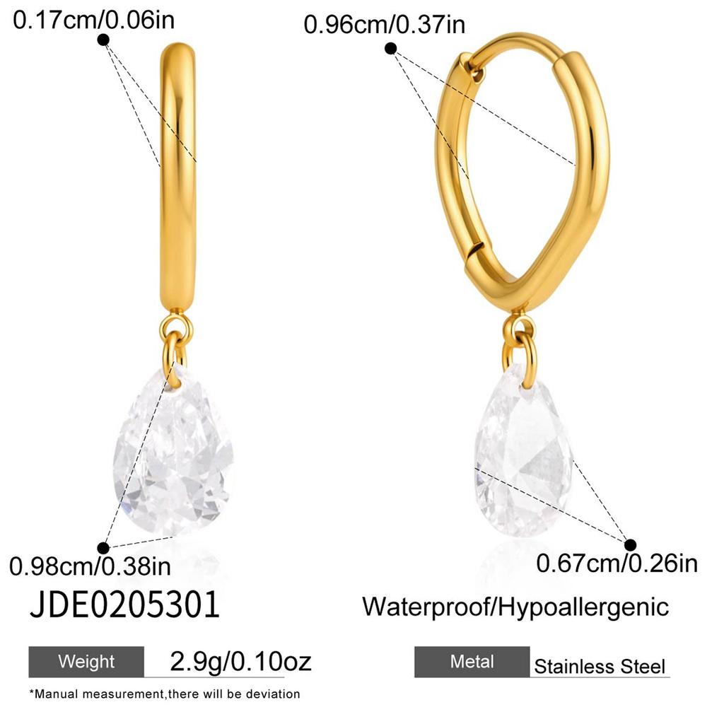 Youthway Minimalist Zircon Stainless Steel Drop Earring For Women New 18K Gold PVD Plated Waterproof Dangle Earring Jewelry