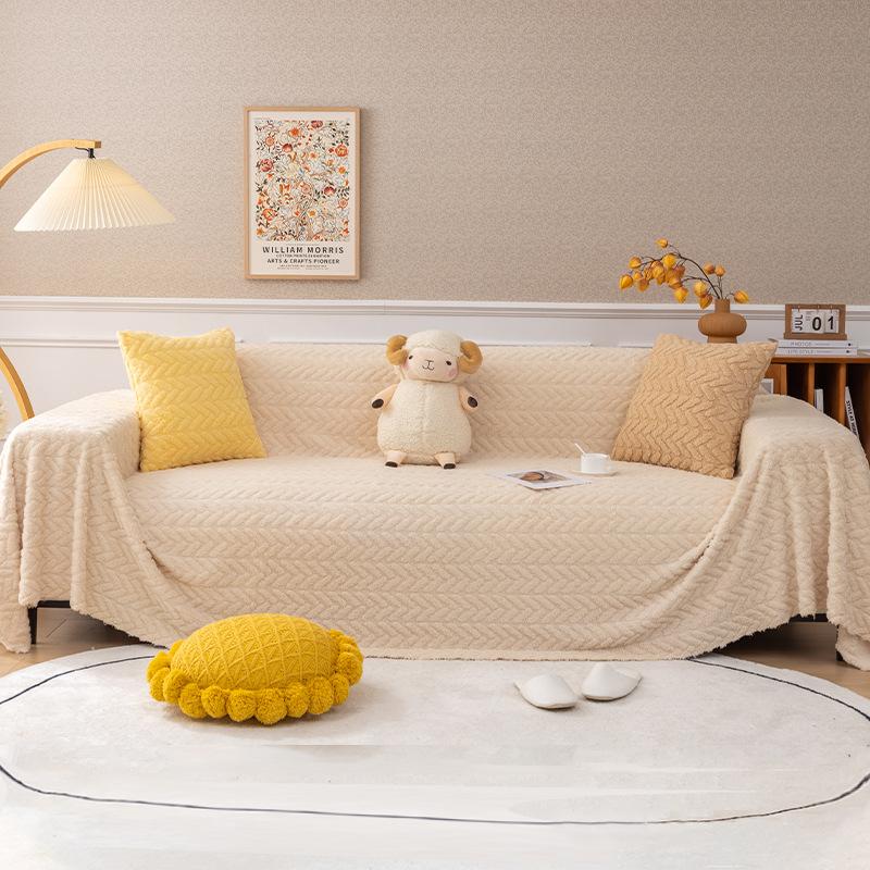 Sofa Towel Ins Style Sofa Cushion Four Seasons Universal Protective Cover Full Cover Towel Modern Simple Herringbone Pattern Sofa Blanket