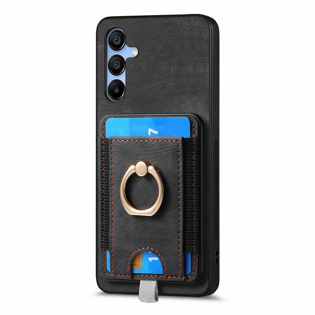 For Samsung Galaxy A16 4G/5G Magnetic Case Card Holder Ring Kickstand PU Leather Phone Back Cover