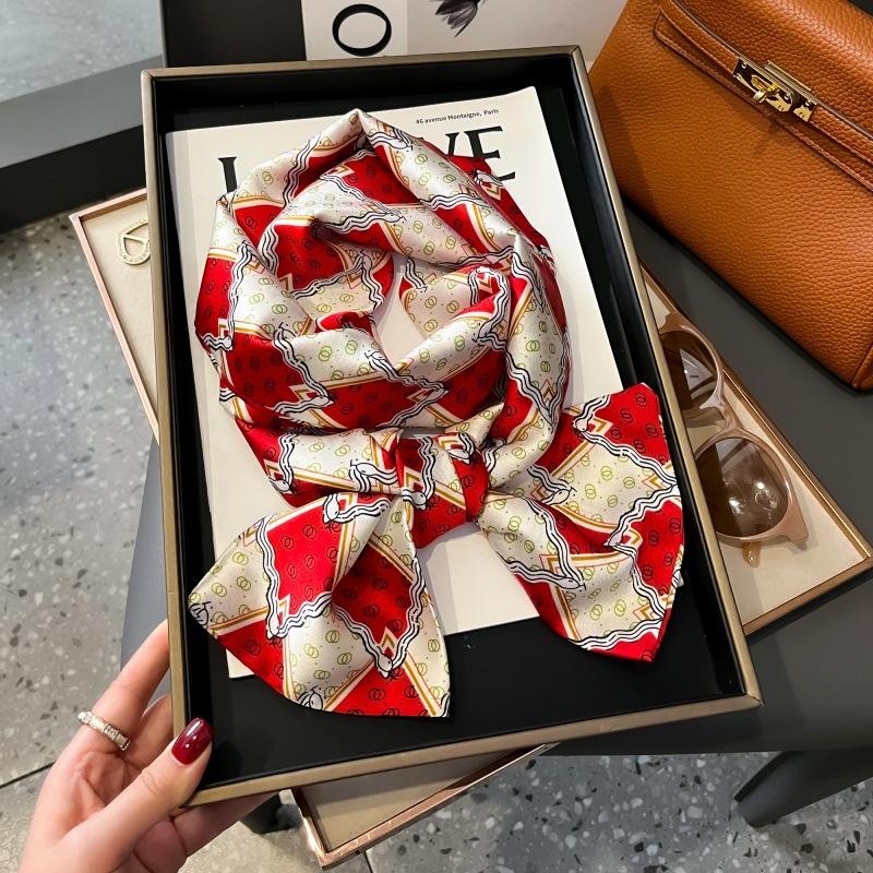 Satin high-end tied hair long silk scarf headband elegant and simple versatile hair band headband streamer hair accessories women's tied bag