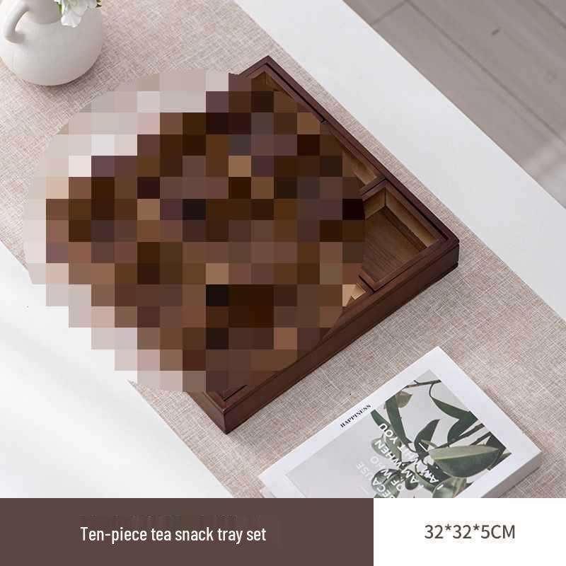 Wooden Multi-Compartment Tea Tray & Snack Plate