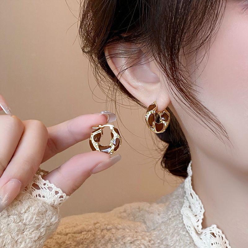 French Drip Glaze Personalized Circle Earrings - Light Luxury, Versatile & Fashionable Design, High-End, Hot Selling Accessories
