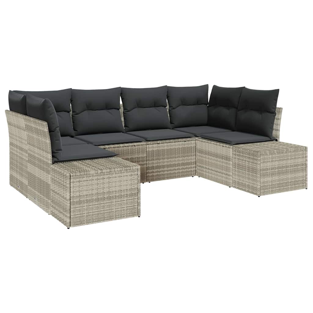 Garden Sofa Set with Cushions 6 Pcs Light Grey Poly Rattan
