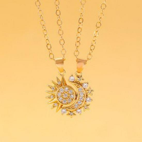 Sun and Moon Diamond Stackable Rings, Necklace, and Bracelet Set - European & American Style