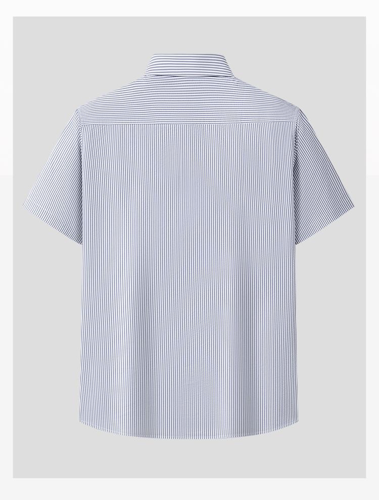 Soft and Comfortable Foam Striped Casual Short-Sleeved Shirt for Men