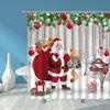 Christmas Shower Curtains Santa Claus Farmhouse Cabin Snowman Snowflakes Winter Gifts Xmas Holiday Bathroom Decor with Hooks