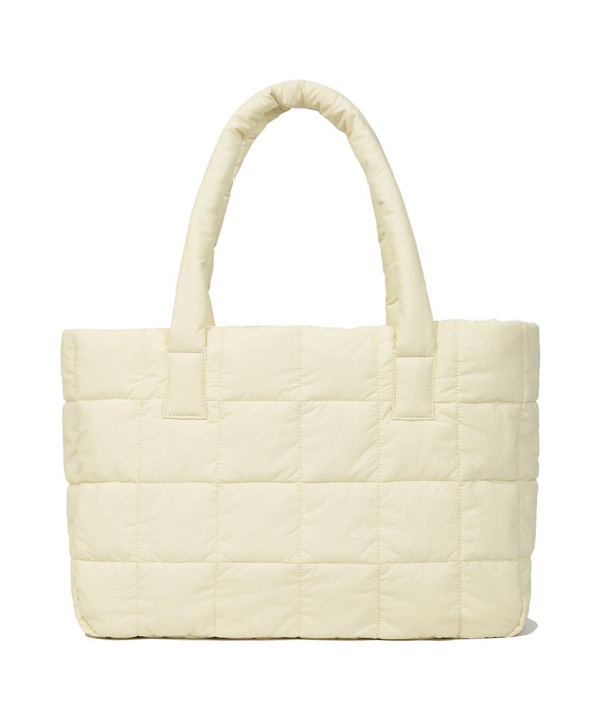 Covernat Woman Clover Heart Quilted Big Tote Bag Ivory