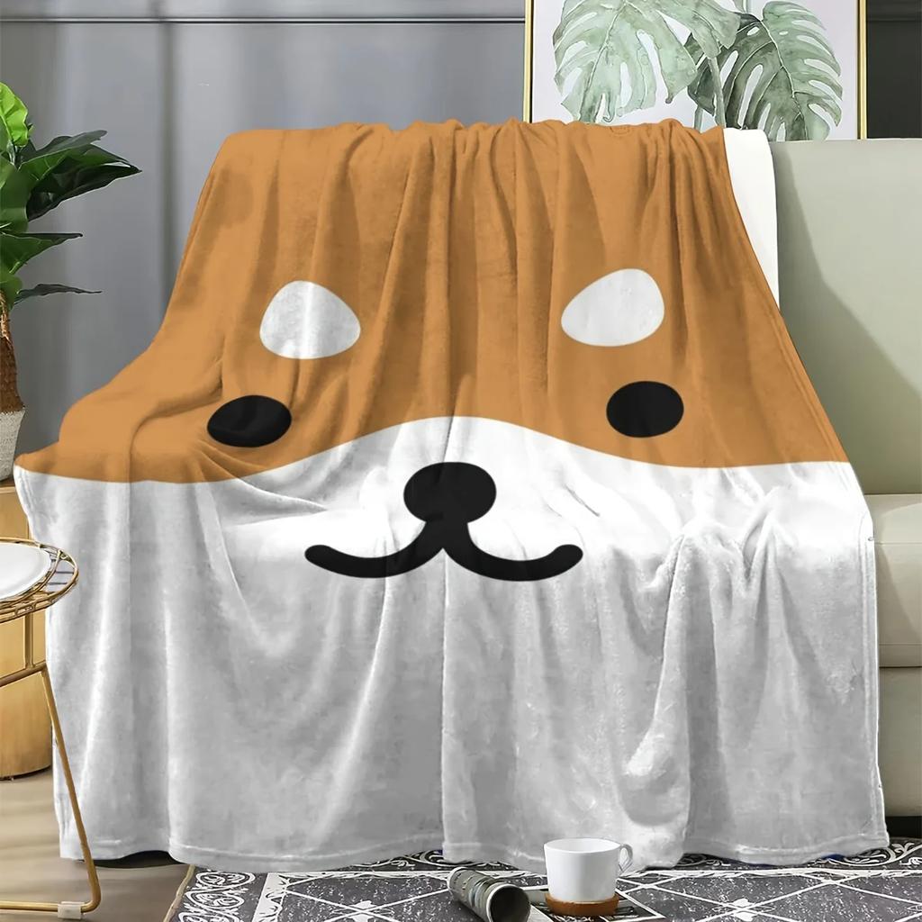 Shiba Inu Flannel printed blanket suitable for all seasons suitable for living room office sofa and travel 180x250CM