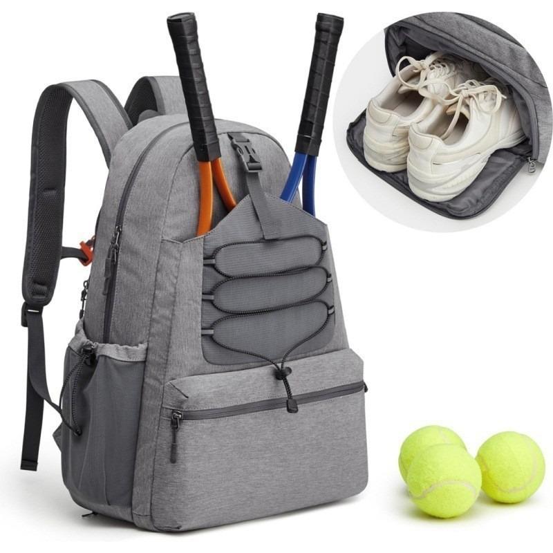 

Tennis Bag - Men s or Women s Tennis Backpack - Large Size - Can Hold 4 Tennis Rackets and Has A Shoe Compartment. 40x23x52CM сірий колір
