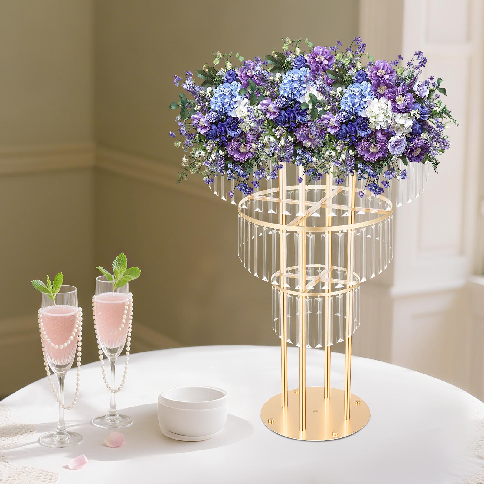 Bymaocar 3-уровневая золотая подставка-цветочница на круглой основе с кристаллами, грузоподъемность 17,64 фунта, Декор для свадьбы/вечеринки, Элегантная подставка для ваз для центральных композиций