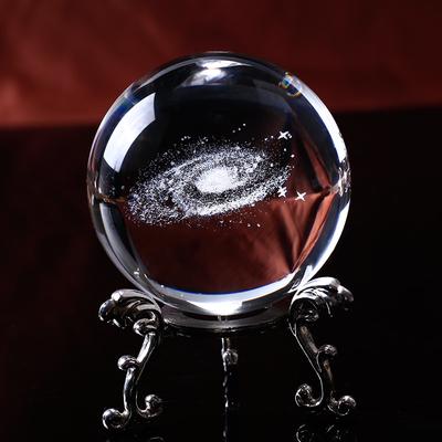 6CM Diameter Globe Galaxy Miniatures Crystal Ball 3D Laser Engraved Quartz Glass Ball Sphere Decor