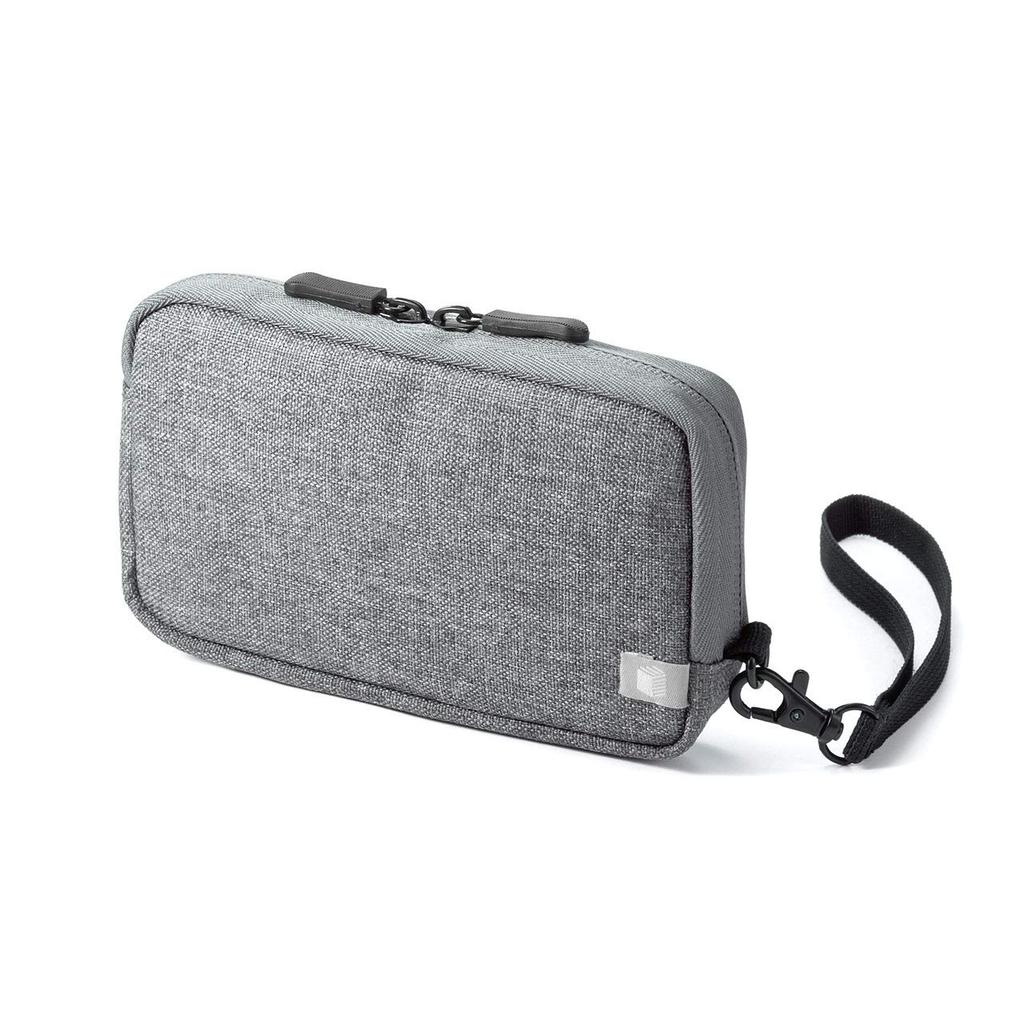 Sanwa Direct Gadget Slim Trip Storage Small Pouch, Design, Travel/Business Pouch, Size, Gray, 200-BAGIN012GY